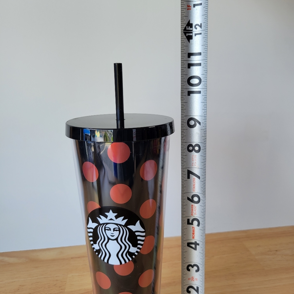 Starbucks 24 oz Tumbler Black Rose Gold Polka Dots Limited Edition 0 - Picture 7 of 7